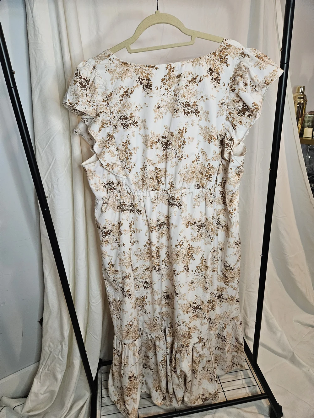 Abercrombie & Fitch Cream Maxi Dress with Brown Floral Print